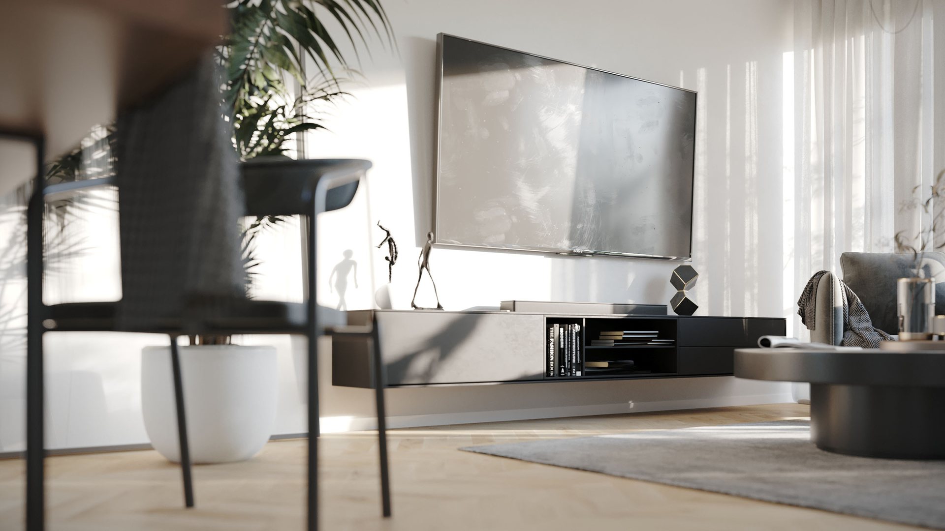 Minimalist Salon Konsepti - İç Mekân Görselleştirme
